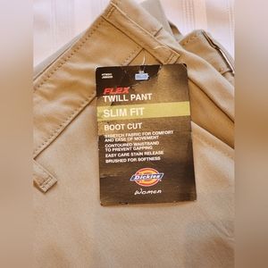 NEW Dickies Womens Slim Fit Boot Cut Midrise Tan Pants 16 Long